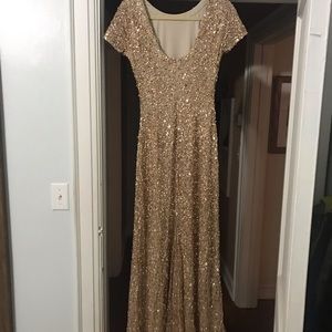 Adrianna Papell Gold Sequin Gown Dress